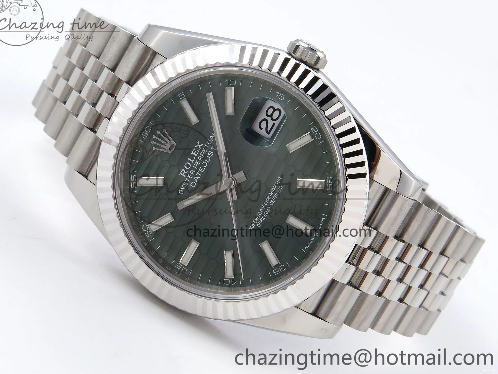 MiroTime 0120 DateJust 41 126334 904L SS VSF 1:1 Best Edition Green Textured Dial on Jubilee Bracelet VS FashionForward 1324